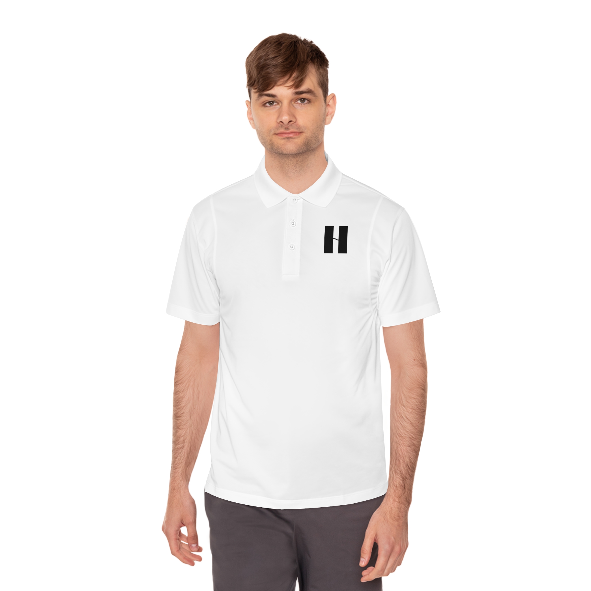 Men's White Polo Shirt with Minimal 'H' Logo — Athletic Sport Performance - Image 6