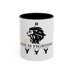 God Is Fighting For You Lion Coffee Mug — Inspirational Christian Gift (11/15oz)