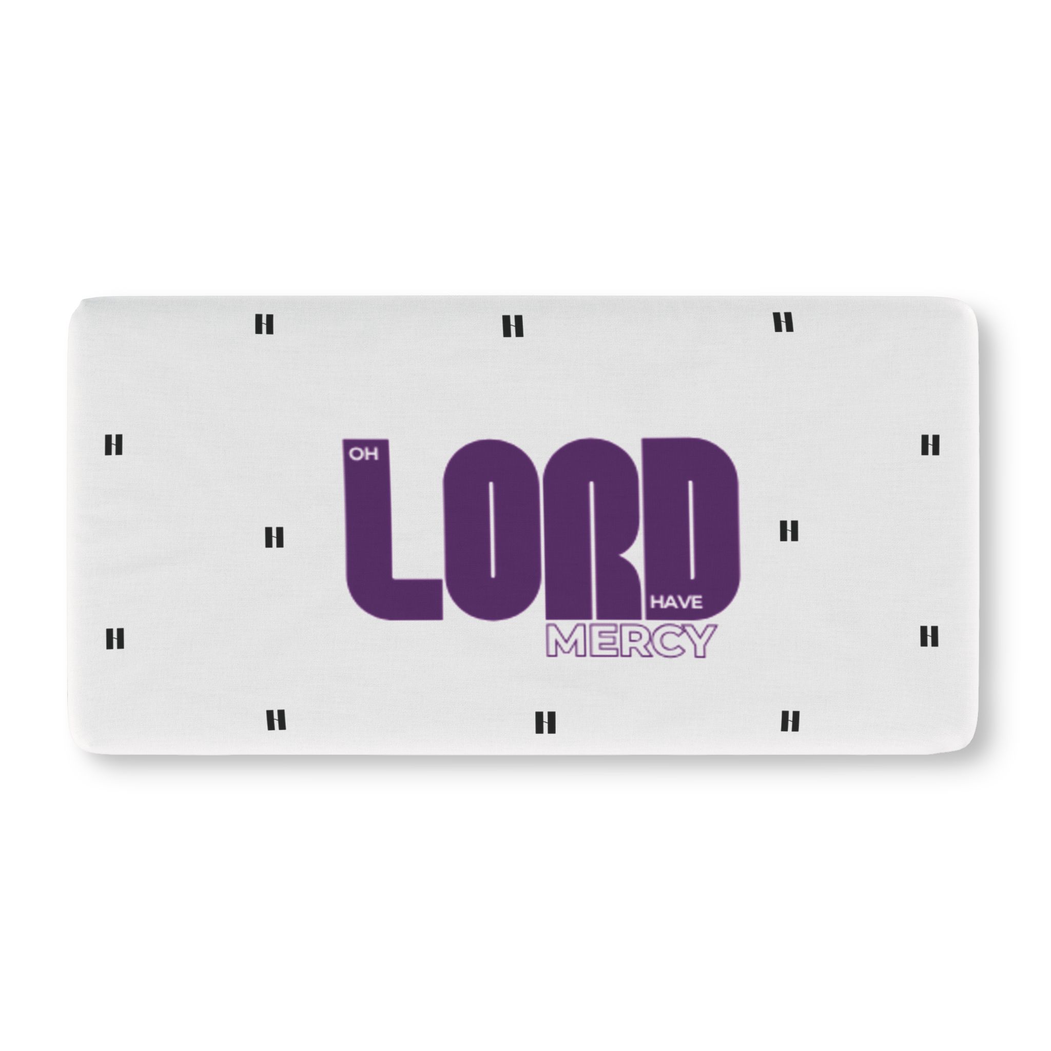 Crib Sheet - "Oh Lord Have Mercy" Purple Text Baby Fitted Crib Sheet - Image 2