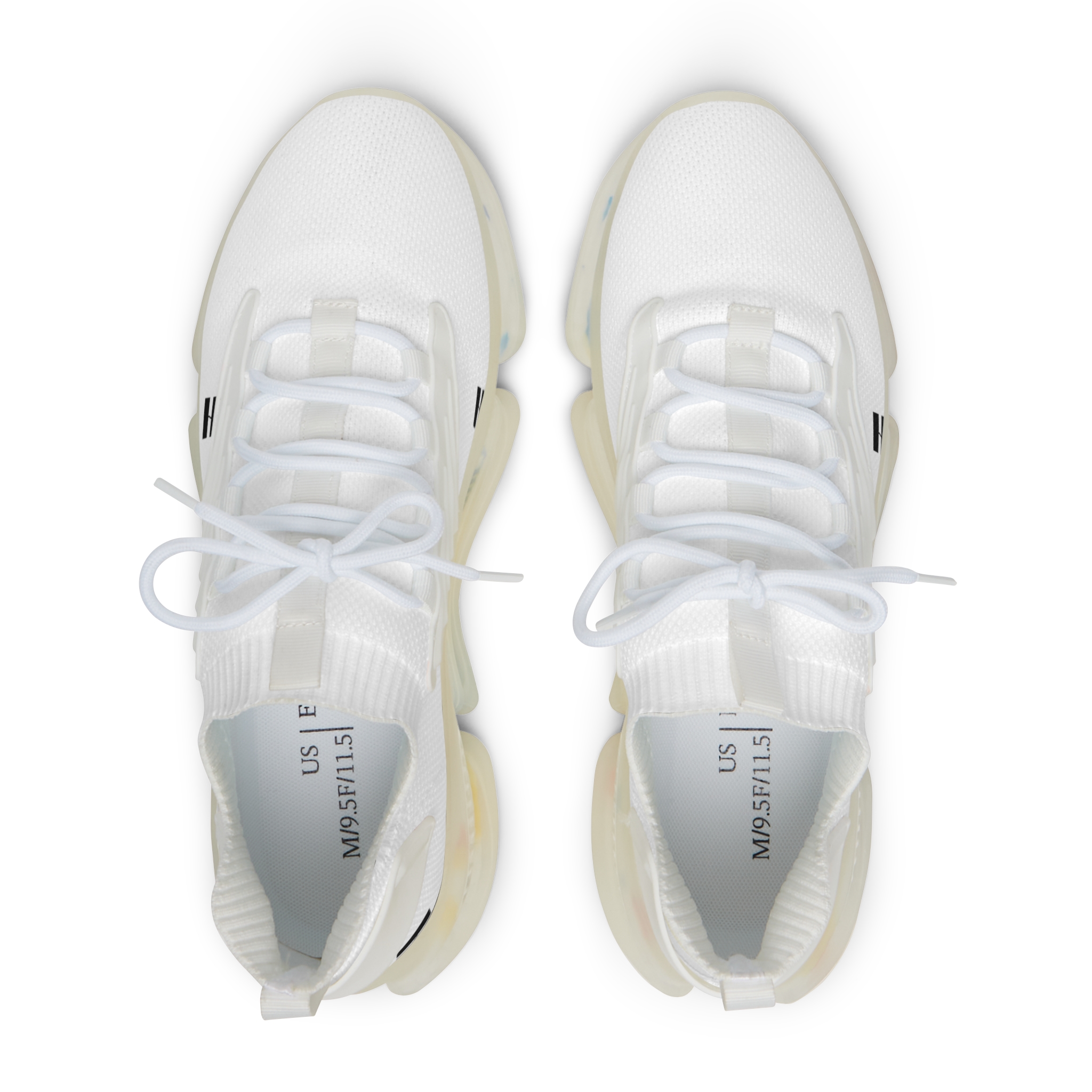 Men's White Mesh Sneakers — Lightweight Breathable Athletic Shoes with Color-Speckled Sole - Image 2